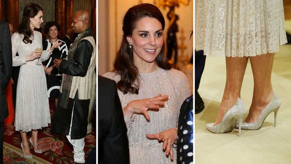 Duchess Kate wearing an Erdem dress and Oscar De La Renta heels. (PA Wire)