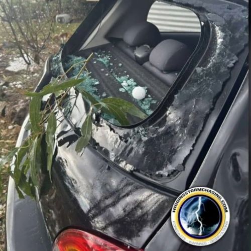Large hailstones fell across the state, damaging cars and properties in their path.
