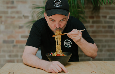Rising Sun Workshop chef and owner Nick Smith tucking into some ramen