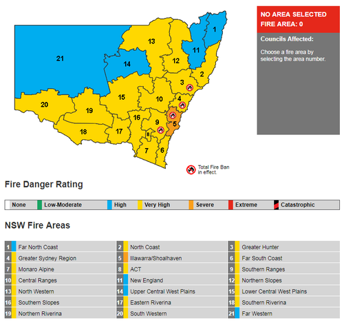 The heatwave-like conditions have prompted the Bureau of Meteorology to issue very high fire danger warnings for most of the state.