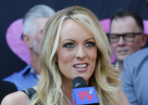 Porn star Stormy Daniels, pictured on British television last week, was allegedly paid $130,000 for her silence about her relationship with Trump.