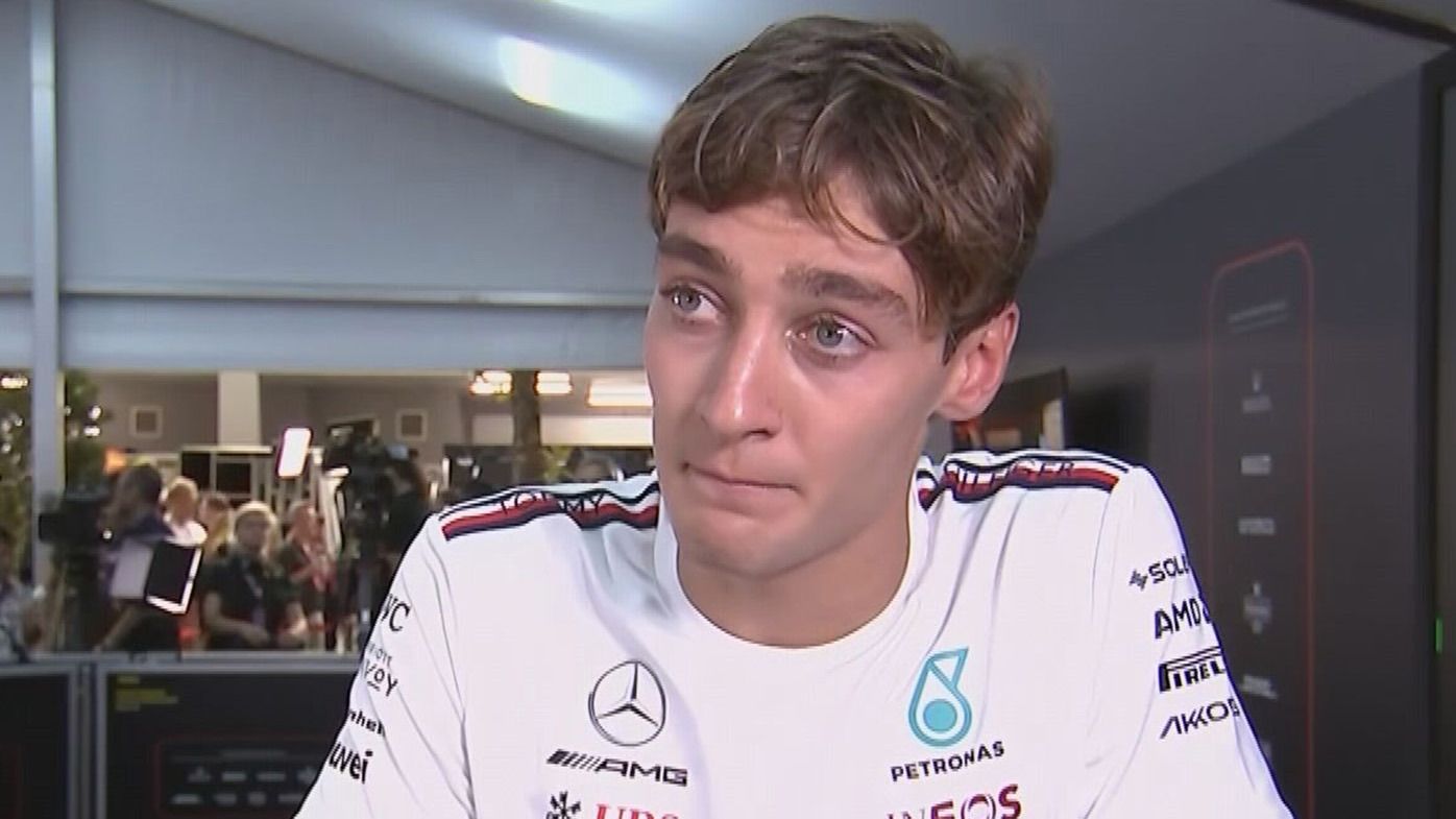 George Russell was fighting back tears after crashing out of third place on the last lap of the Singapore Grand Prix.