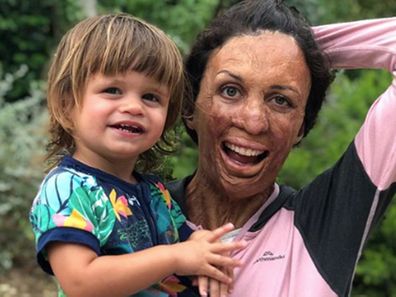 Turia Pitt with son