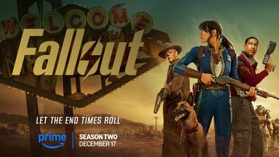 Walton Goggins, Ella Purnell and Aaron Moten Fallout poster