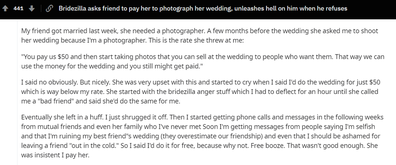 Reddit threat bride demands to be paid by wedding photographer