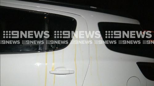 Eggs were thrown at a 9NEWS vehicle upon arrival at the scene,