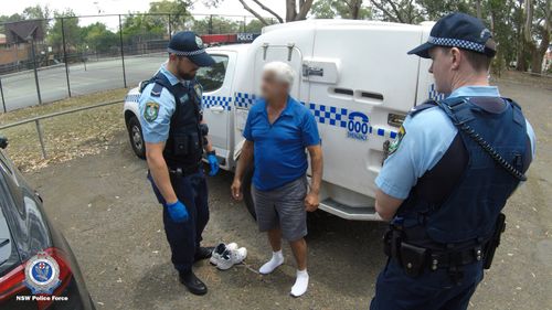 Police stopped the 71-year-old man at a reserve in Lindfield and placed him under arrest.