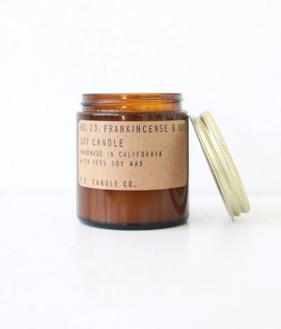 PF Candle Co. Frankincense and Oud $70 from <a href="https://thecandlelibrary.com/products/frankincense-oud?variant=17066156291" target="_blank" draggable="false">The Candle Library</a>