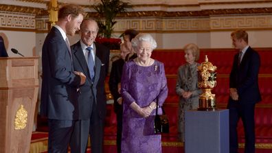 The stars of the Rugby World Cup have been hosted by the Royal Family at Buckingham Palace, a sombre affair after the host nation's dismal showing at home.<br><br>Queen Elizabeth II and keen rugby fan Prince Harry met players and coaches from competing nations ahead of the upcoming quarter-finals. &nbsp;<br><br><strong>Click through to highlights from the meeting.</strong>