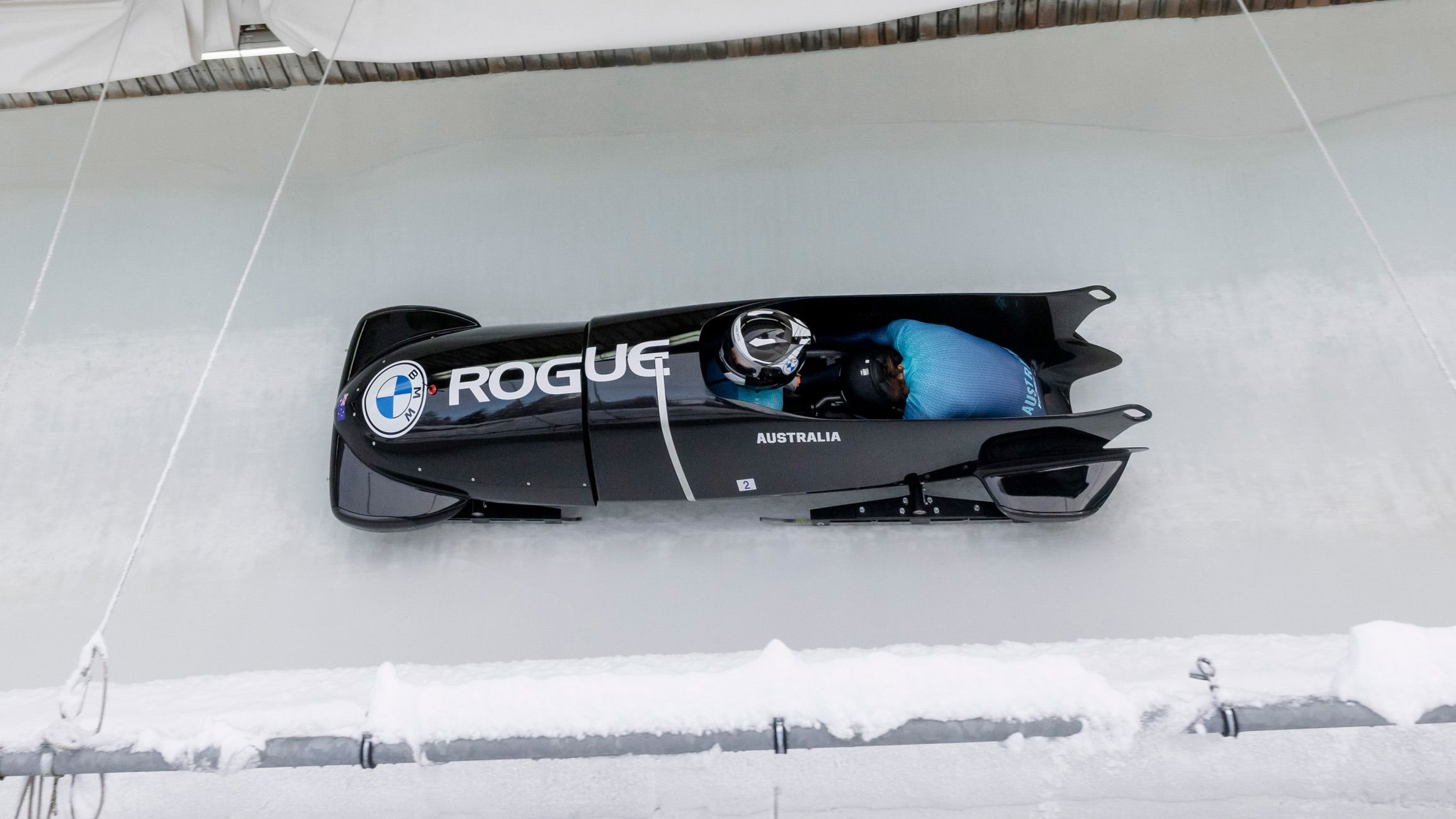 Ashleigh Werner and Kiara Reddingius of Australia compete during the first run of the 2-woman bobsleigh competition of the IBSF Bob and Skeleton World Cup at Olympiabobbahn Igls on November 28, 2021 in Innsbruck, Austria. (Photo by Jan Hetfleisch/Getty Images)