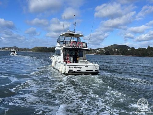 Police also seized a fishing boat named "Seas the Day" in Lemon Tree Passage, which was taken to Nelson Bay for examination.