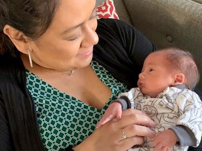 Jo Ann McCusker with her newborn son.