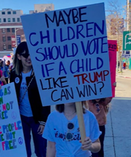 Young women and children also got involved in the LA Women's March.