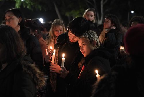Crowds gather in Hyde Park, Sydney, to pay their respects. Picture: AAP
