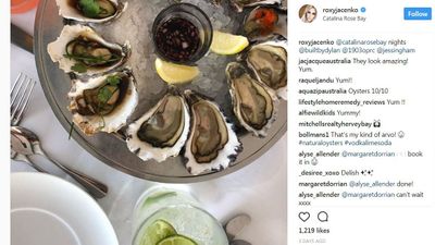 Roxy Jacenko's <a href="http://www.instagram.com/p/Bdj4s1cHl3f/?taken-by=roxyjacenko" target="_parent">oyster feast&nbsp;</a>