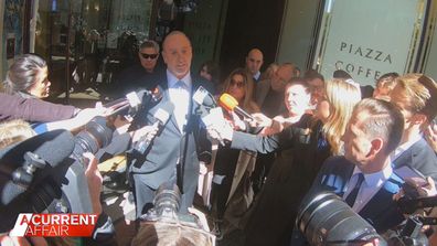 Hillsong founder Brian Houston spoke to media outside court.
