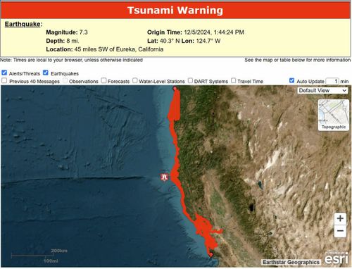 Tsunami warning issued for California.