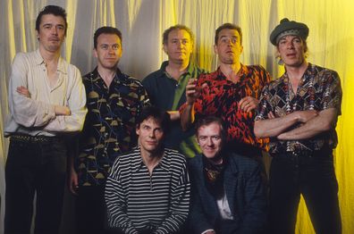The Pogues L-R: Spider Stacy as singer, Philip Chevron, James Fearnley, Jem Finer, Andrew Ranken, Darryl Hunt, Terry Woods Photo gie Knaeps