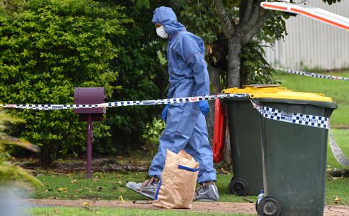 Forensic crews at the home today. (AAP)