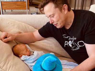 Elon Musk and son with Grimes