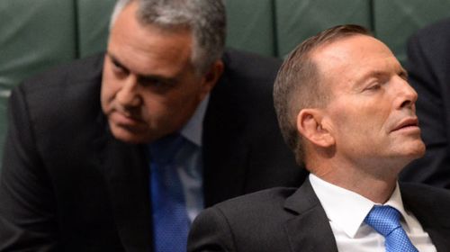 Joe Hockey and Tony Abbott in parliament. (AAP)