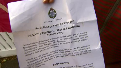 Squatters in Collingwood, Parkville and Clifton Hill have been handed eviction notices. (9NEWS)