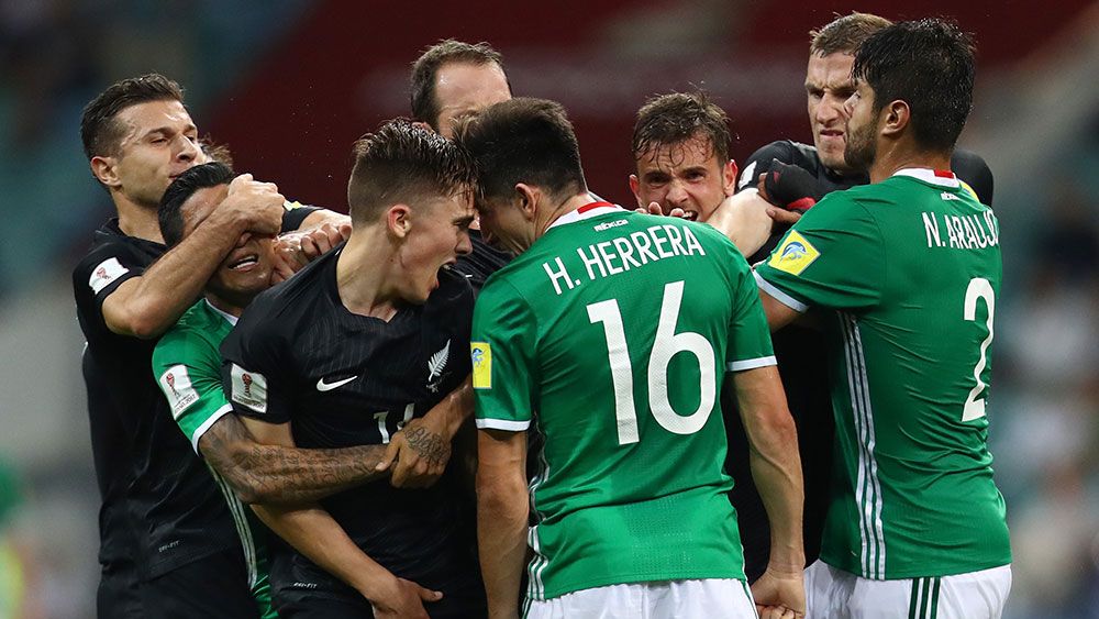 The Confederations Cup match between Mexico and New Zealand has been marred by an all-in brawl.