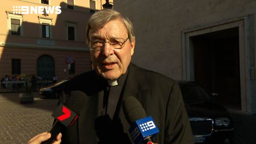 Cardinal Pell spoke to reporters outside the Vatican. (9NEWS)