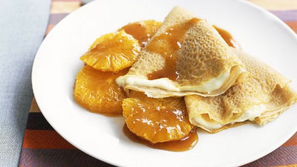Crepes with honeyed oranges