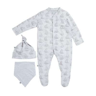 <p><a href="http://www.e-side.co.uk/product/Wild_Cotton_Organic_Baby_Gift_Set_-_Bear" target="_blank" draggable="false">Little Green Sheep&nbsp;Organic Onesie, $41.</a></p>
<p>Recently, Amal's mother Baria was seen in the E-Side boutique,  in London buying two organic cotton rompers. She bought a grey suit with bear print (pictured) and a mint suit with bunnies.</p>