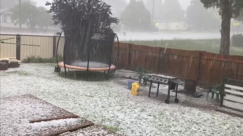 Hail falls in Oberon, in the central tablelands region of New South Wales.