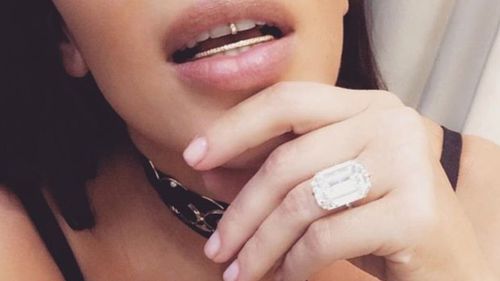 Ms Kardashian-West's engagement ring is worth a reported $5.82 million. (Instagram via Kim Kardashian-West)