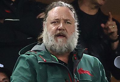 Russell Crowe at South Sydney Rabbitohs match (Getty)