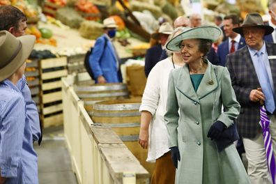 Her Royal Highness Princess Anne, The Princess Royal views stands at the Bicentennial Sydney Royal Easter Show. on April 09, 2022 in Sydney, Australia. 