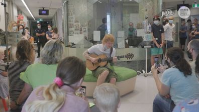 Ed Sheeran serenades sick children at Sydney Children's hospital