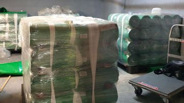 Police said 50kg of meth was concealed in this plastic rolls.
