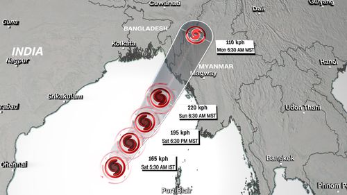 A tropical cyclone is strengthening in the Bay of Bengal and is on course to hit western Myanmar and Bangladesh's Cox's Bazar