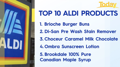 Aldi's top five most popular products.