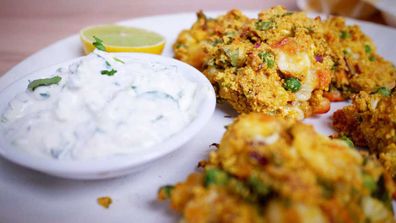 Jane de Graaff's baked pakora fritters for Quarantine Kitchen