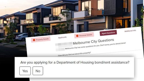 A screenshot showing the bond question being asked in a rental application form.