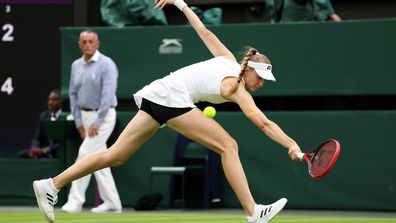 Wimbledon: Elena Rybakina of Kazakhstan plays a backhand 