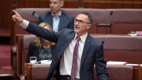 Australian Greens leader Richard Di Natale speaks in the Senate. (AAP)