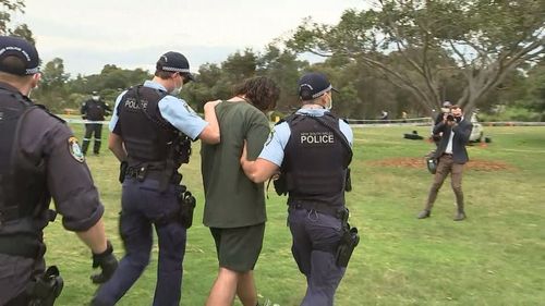 Officers arrested two people near Sydney Park, in the inner-city suburb of Alexandria.