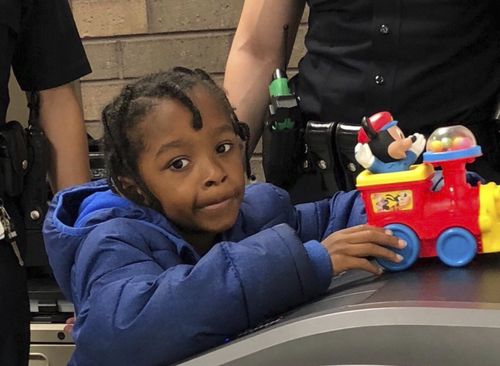 This photo released by the Los Angeles Police Department shows a boy found at Union Station in downtown Los Angeles. Transit officers were alerted to the unattended child around 7 p.m. Wednesday, July 4, 2018 and found that the boy is deaf and does not communicate. A sign language interpreter tried to communicate with the boy but was unsuccessful. The Police Department says the child is also possibly autistic. (Los Angeles Police Department via AP) 