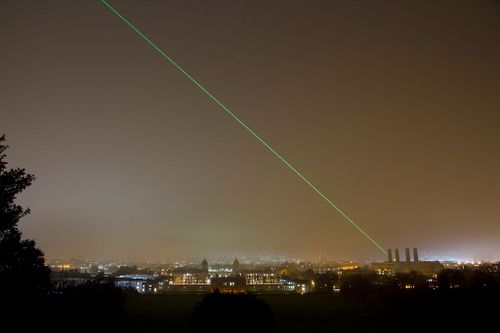 Some of the laser pointers are so strong, they can cast a light through the sky across a city. Picture: Getty.
