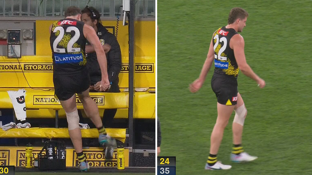 Richmond star Jacob Hopper was fuming after leaving the field injured.