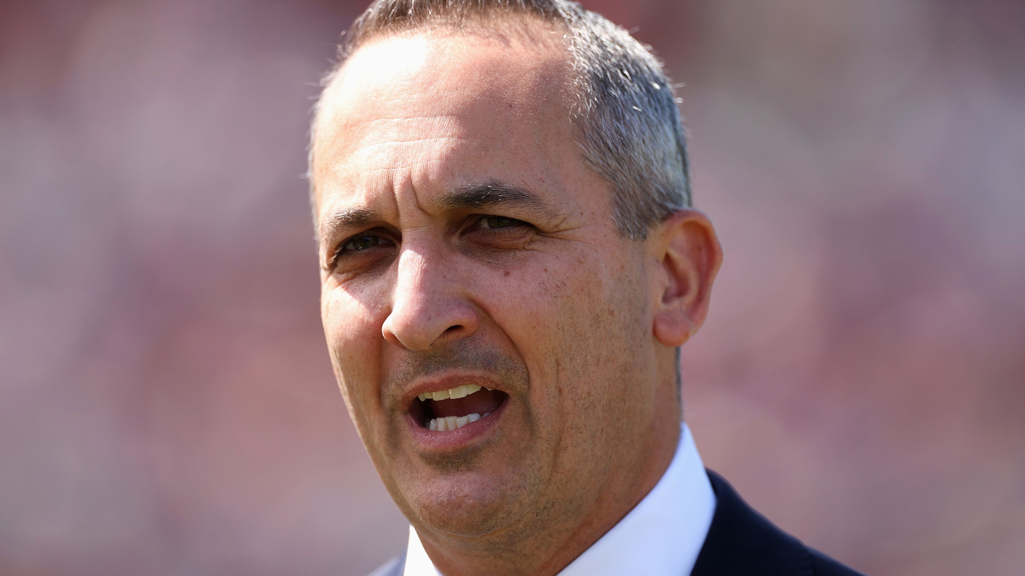 SYDNEY, AUSTRALIA - MARCH 04: NRL CEO Andrew Abdo talks during the round one NRL match between the Manly Sea Eagles and the Canterbury Bulldogs at 4 Pines Park on March 04, 2023 in Sydney, Australia. (Photo by Cameron Spencer/Getty Images)