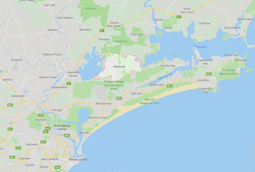 The incident happened in Medowie - a suburb of the Port Stephens local government area in the Hunter Region of New South Wales.