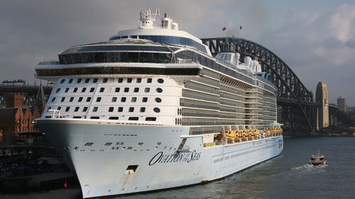 Ovation of the Seas docked in Sydney Harbour this morning.