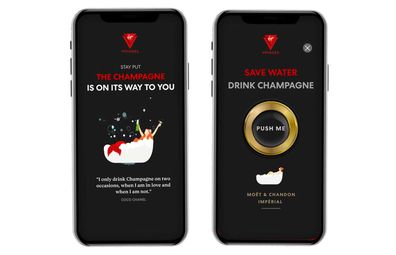 Passengers can download a Virgin Voyages Sailors app, featuring a 'shake for Champagne' option.
